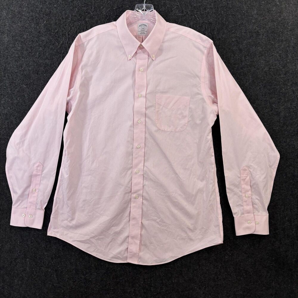 Brooks Brothers Regent Shirt Men's 16 Pink Button Down Non Iron Cotton Pocket